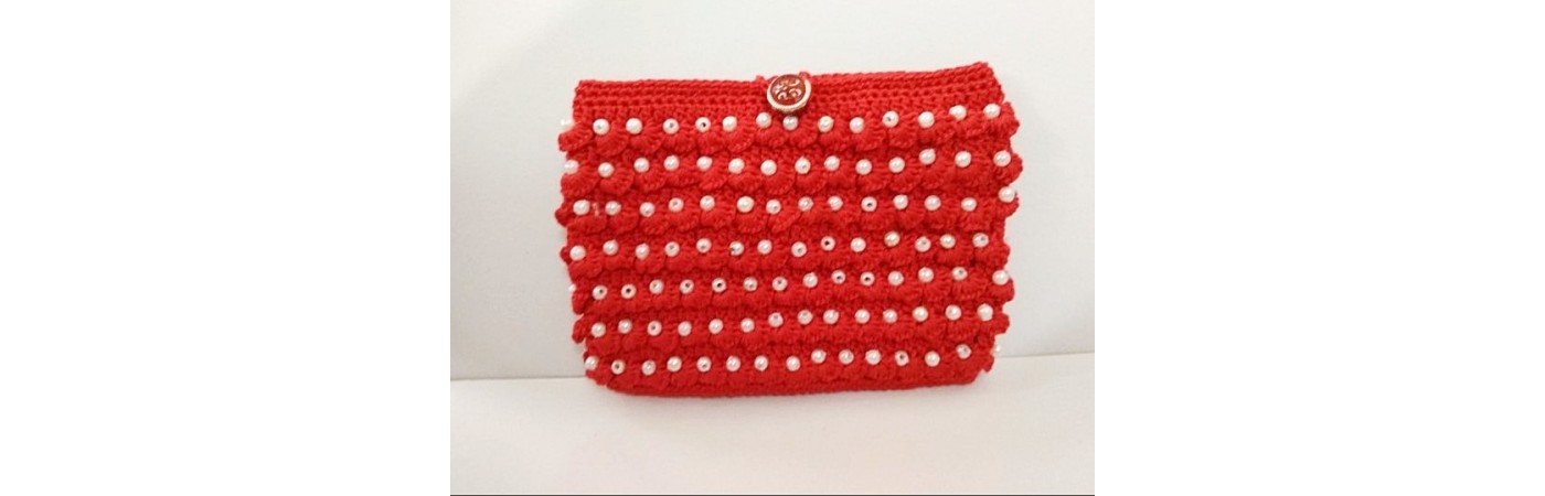 Happy Threads Beautiful Crochet Pouch (Red)
